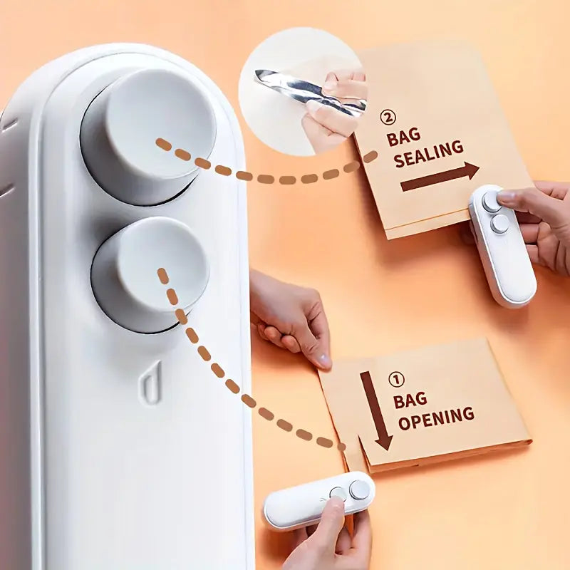 Maquina selladora de bocadillos portatil, selladora de bolsas de mano recargable por USB